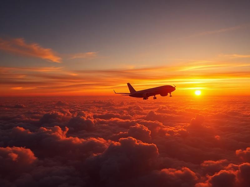 Avião no pôr do sol